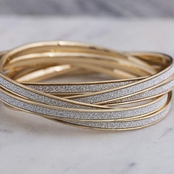 Madden Girl Jewelry - Steve Madden Glitter Design Interlocking Bangle Bracelet For Women